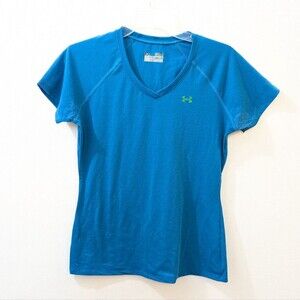 Under Armour Blue Short Sleeve Shirt, Heat Gear Semi-fitted, Women's SM
